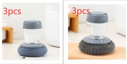 Soap Dispensing Palm Brush – Push-Type Kitchen Scrubber for Dishes & Surfaces