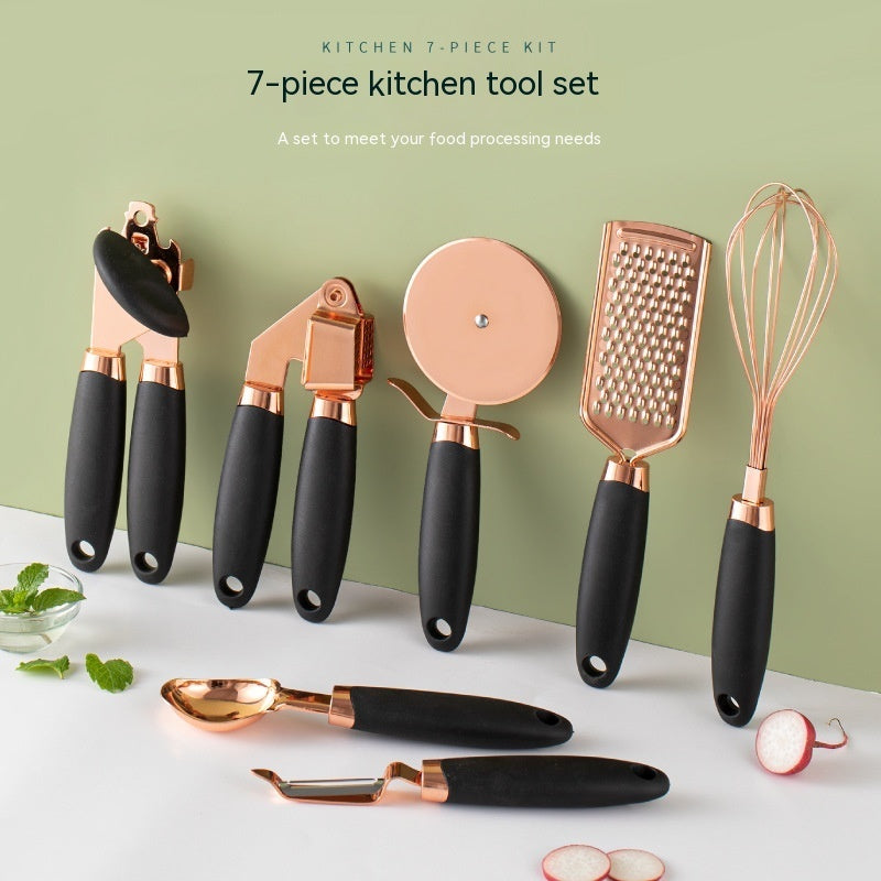 Premium Rose Gold Stainless Steel Kitchen Tool Set – 7-Piece Elegant Cooking Utensil Set