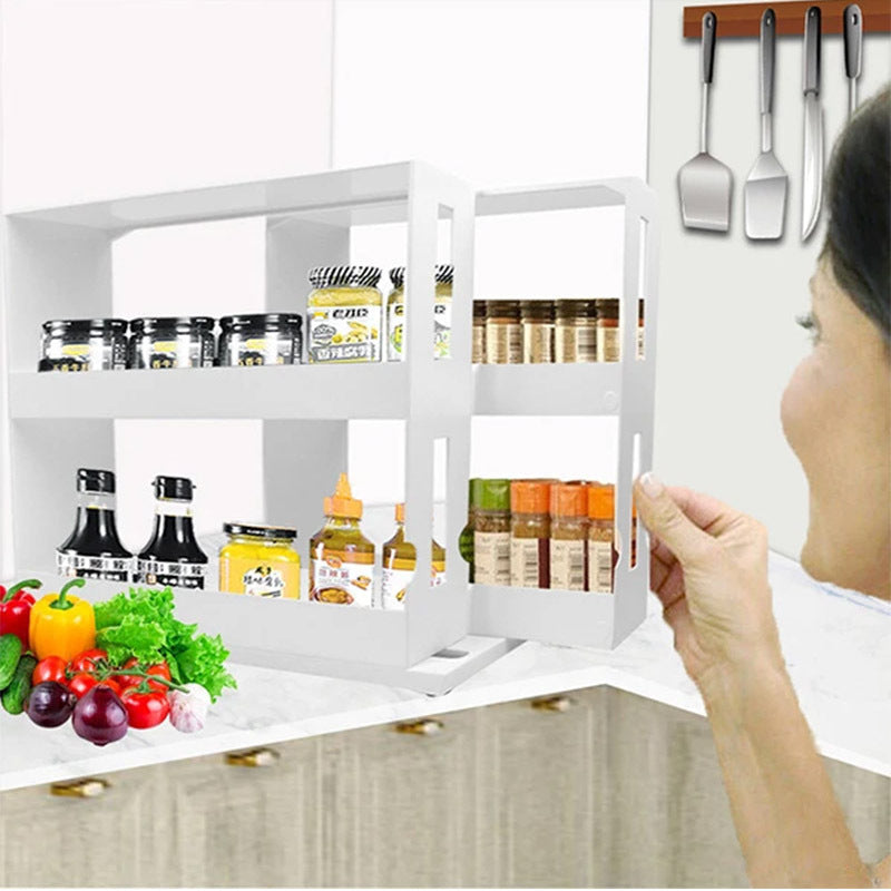 Multi-Function Rotating Storage Rack – Space-Saving Kitchen Spice Organizer for Food & Bottle Storage