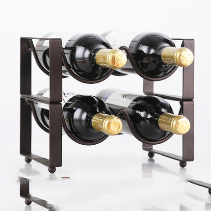 Stackable Wrought Iron Wine Rack – Elegant Wine Display Shelf for Home & Cabinet Storage