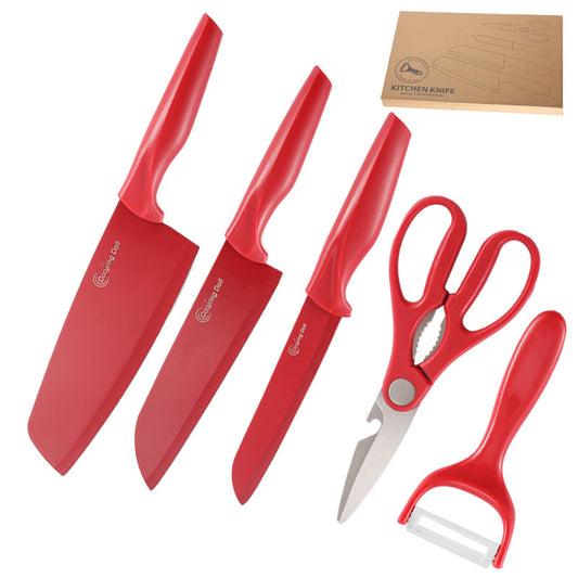 5-Piece Stainless Steel Knife Set – Sharp & Durable Kitchen Cutter Set with Peeler for Home Cooking