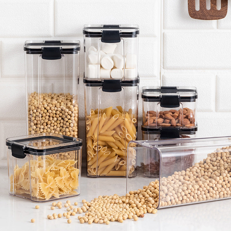 Airtight Transparent Grain Storage Box with Lid – Square PET Food Container (460ml - 1800ml)