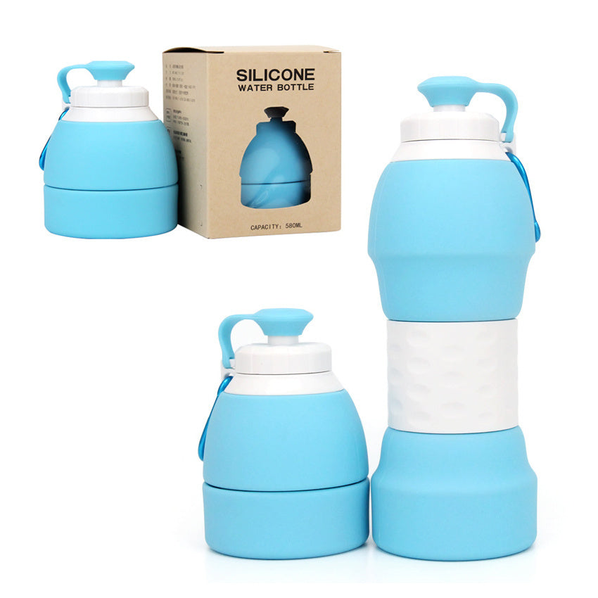 Collapsible Silicone Water Bottle – 580ML Leakproof & Portable for Travel & Sports