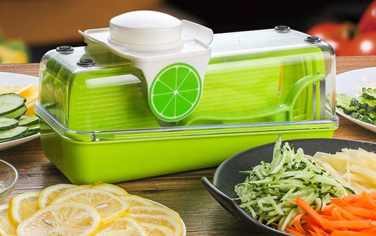 Multi-Function Vegetable Slicer & Grater – Stainless Steel Carrot, Cucumber Peeler, Shredder & Wave Cutter with Storage Box