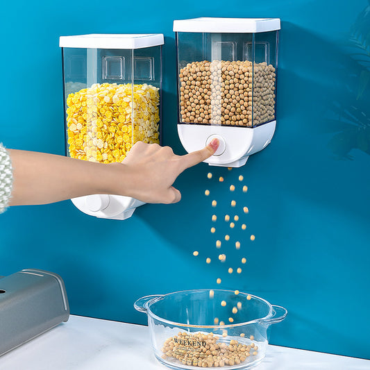 Wall-Mounted Cereal Dispenser & Food Storage Container – Easy Press, Space-Saving Grain Holder