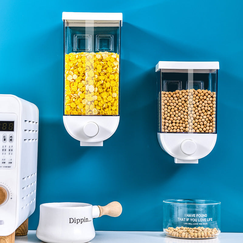 Wall-Mounted Cereal Dispenser & Food Storage Container – Easy Press, Space-Saving Grain Holder