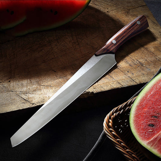 Premium Large Watermelon Cutting Knife – Hand-Forged Stainless Steel with Rosewood Handle