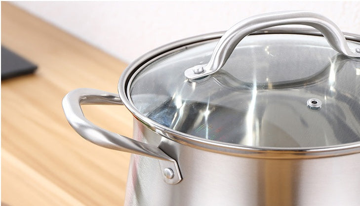 304 Stainless Steel Soup Pot – Extra-Deep, Thickened Double-Bottom Stew Pot (2.5-9L)