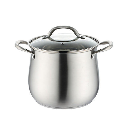 304 Stainless Steel Soup Pot – Extra-Deep, Thickened Double-Bottom Stew Pot (2.5-9L)