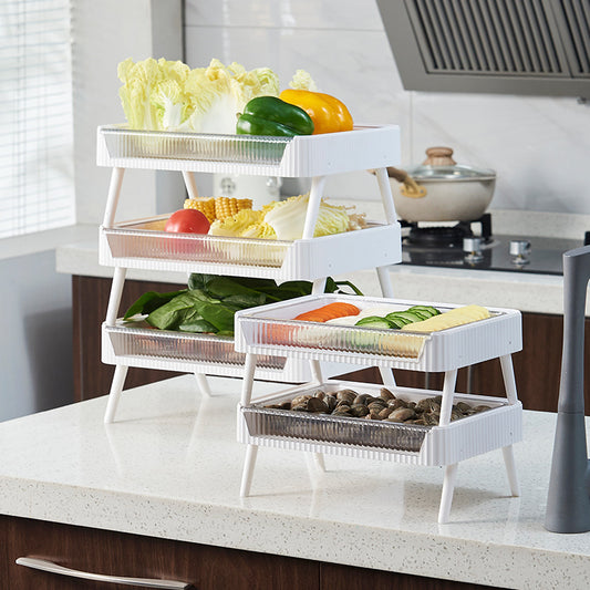 Stackable Kitchen Storage Rack with Draining Basket – Space-Saving Organizer for Fruits & Vegetables