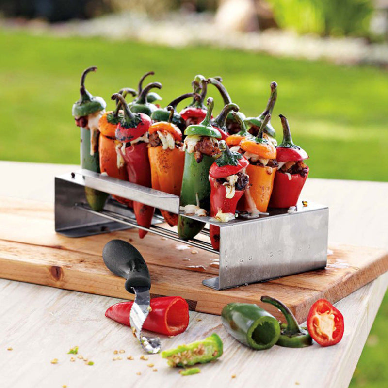 Outdoor Stainless Steel Chili Grill Rack – Pepper Roaster & BBQ Cooking Stand for Grilling Peppers & Chicken Legs