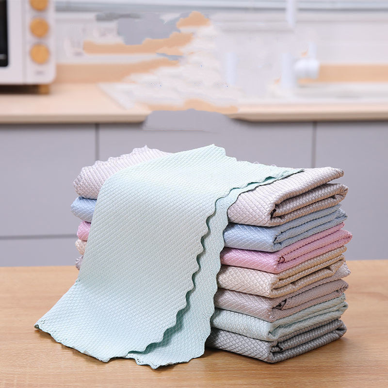 Fish Scale Rag – Ultra-Absorbent Seamless Glass & Kitchen Cleaning Towel