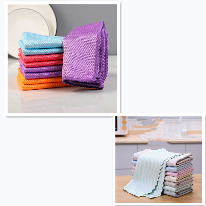 Fish Scale Rag – Ultra-Absorbent Seamless Glass & Kitchen Cleaning Towel