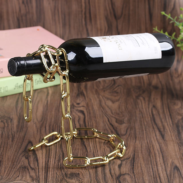 Floating Chain Wine Bottle Holder – European-Style Wrought Iron Suspension Wine Rack