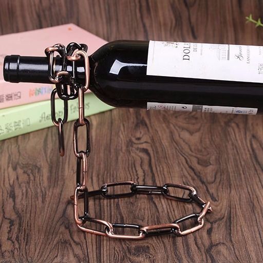 Floating Chain Wine Bottle Holder – European-Style Wrought Iron Suspension Wine Rack