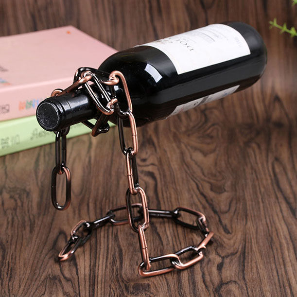 Floating Chain Wine Bottle Holder – European-Style Wrought Iron Suspension Wine Rack