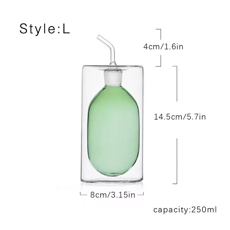 Ultra-Light Double-Layer Glass Oil Dispenser – Modern Colored Spice Jar (150ml & 250ml)