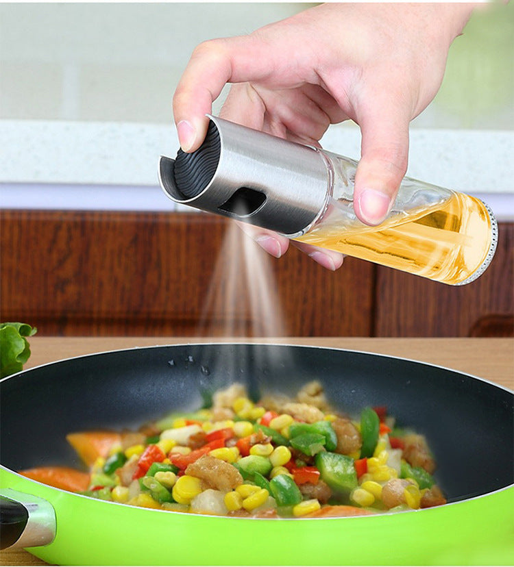 BBQ Kitchen Oil & Vinegar Spray Bottle – Refillable Glass Mister for Healthy Cooking