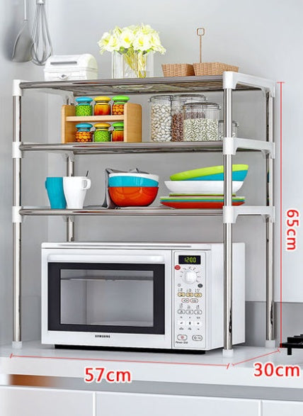 Multi-Purpose Microwave Shelf Rack – 2-Tier & 3-Tier Kitchen Storage Organizer