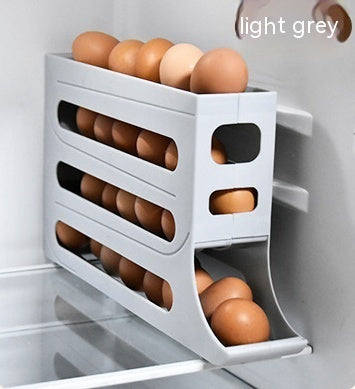 4-Layer Automatic Egg Roller Tray – Large-Capacity Sliding Egg Holder for Refrigerators