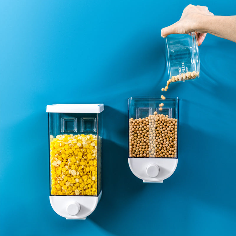 Wall-Mounted Cereal Dispenser & Food Storage Container – Easy Press, Space-Saving Grain Holder