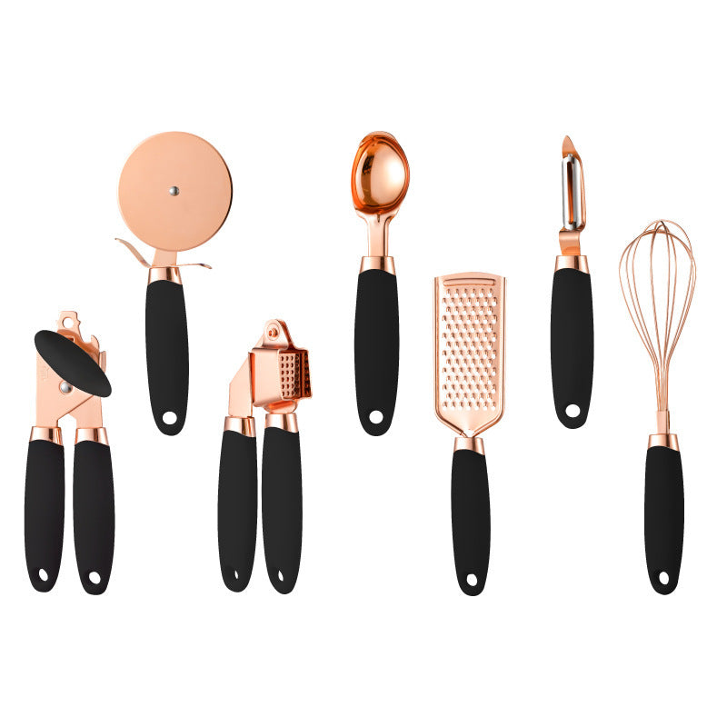 Premium Rose Gold Stainless Steel Kitchen Tool Set – 7-Piece Elegant Cooking Utensil Set