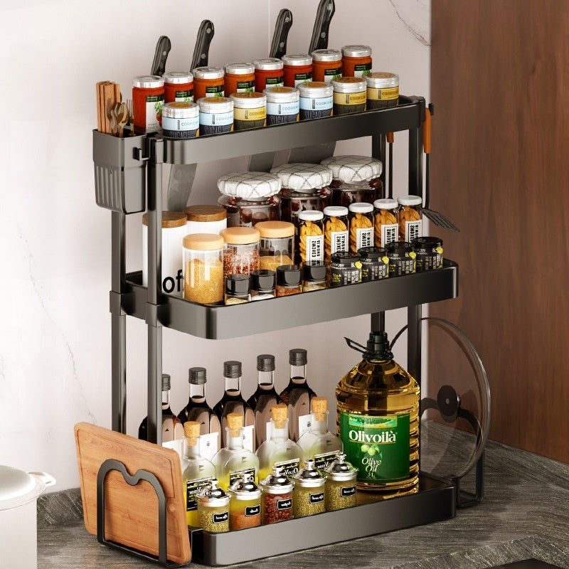 Multi-Layer Kitchen Storage Rack – Punch-Free Seasoning & Utensil Organizer