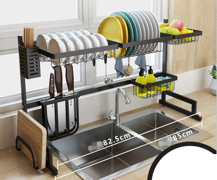 Stainless Steel Kitchen Shelf – Heavy-Duty Wall-Mounted Organizer (25.5in/33.5in, Black)