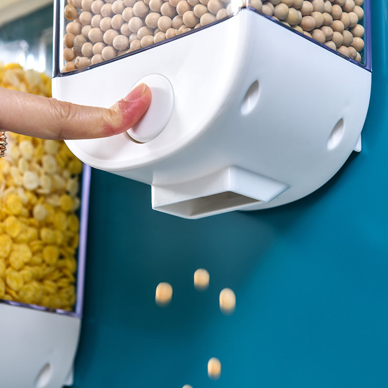 Wall-Mounted Cereal Dispenser & Food Storage Container – Easy Press, Space-Saving Grain Holder