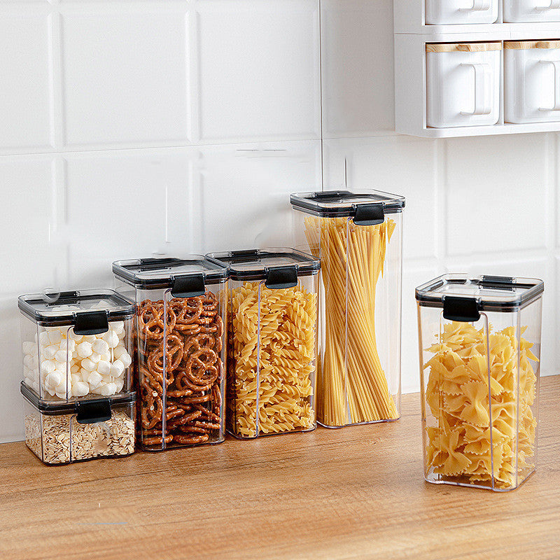 Airtight Transparent Grain Storage Box with Lid – Square PET Food Container (460ml - 1800ml)