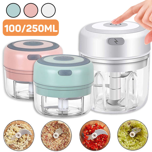 Mini Electric Garlic Chopper – USB Rechargeable Vegetable Grinder & Ginger Masher for Kitchen Use (100mL/250mL)