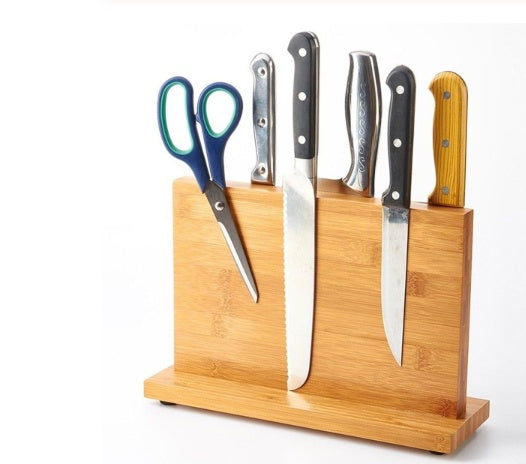 Magnetic Knife Holder – Large-Capacity Bamboo Knife Storage for Kitchen