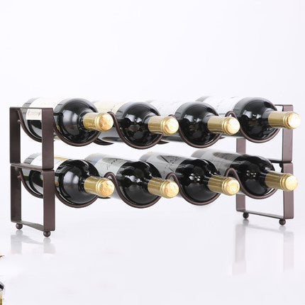 Stackable Wrought Iron Wine Rack – Elegant Wine Display Shelf for Home & Cabinet Storage