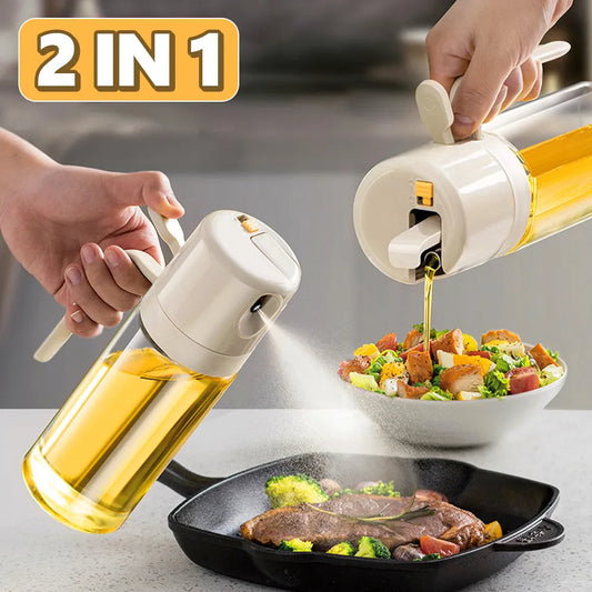 2-in-1 Oil Sprayer & Dispenser Bottle – Automatic Pouring & Spraying Olive Oil Mister for Cooking & BBQ