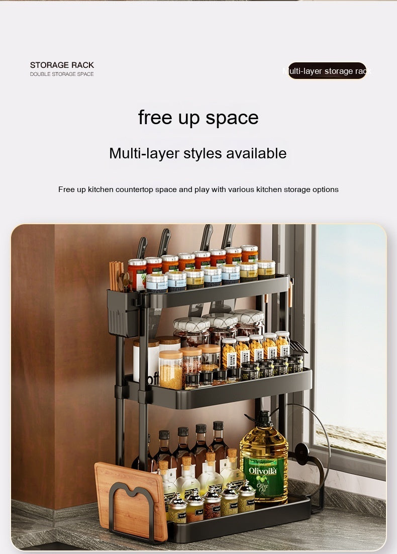 Multi-Layer Kitchen Storage Rack – Punch-Free Seasoning & Utensil Organizer