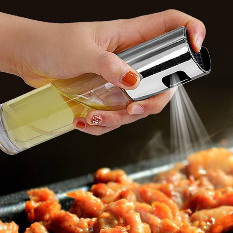 BBQ Kitchen Oil & Vinegar Spray Bottle – Refillable Glass Mister for Healthy Cooking