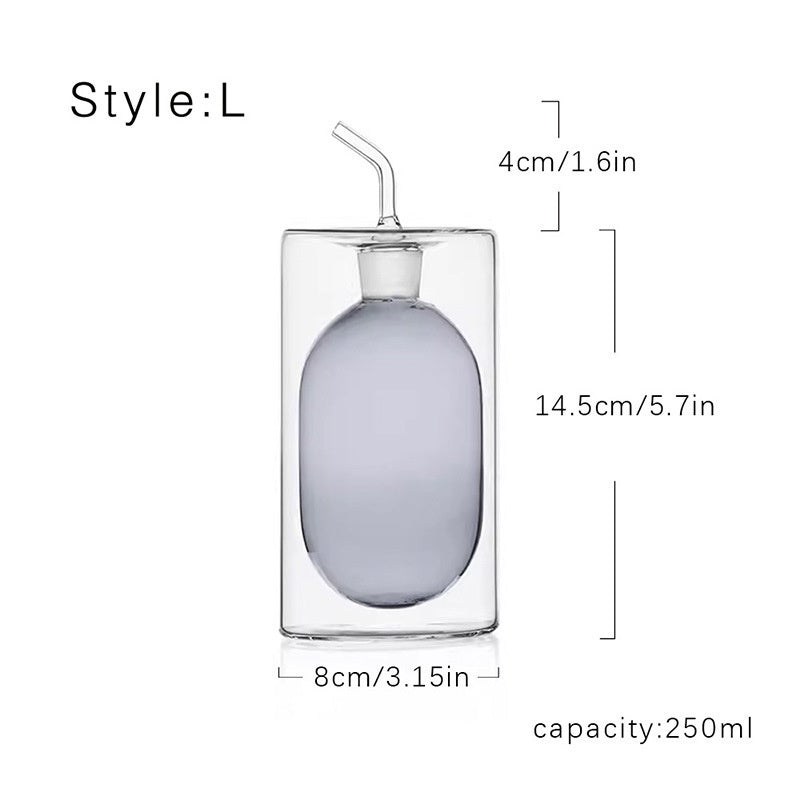 Ultra-Light Double-Layer Glass Oil Dispenser – Modern Colored Spice Jar (150ml & 250ml)