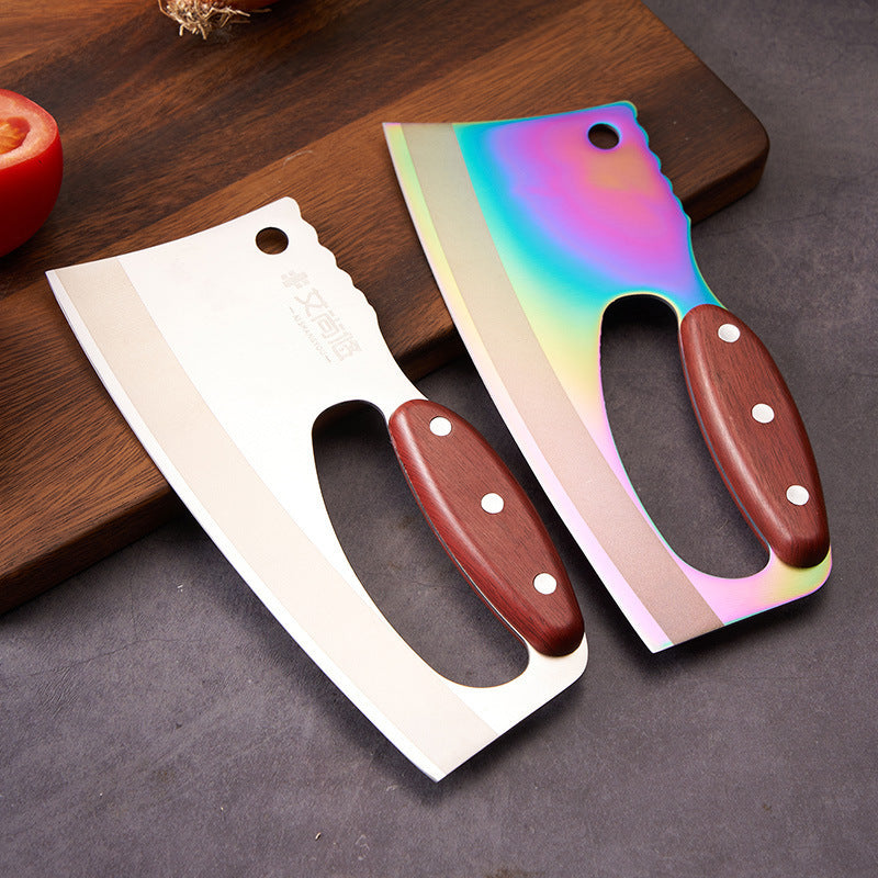 Unique Mid-Handle Kitchen Knife – Retro Wood Grain Design | Precision Cutting Tool