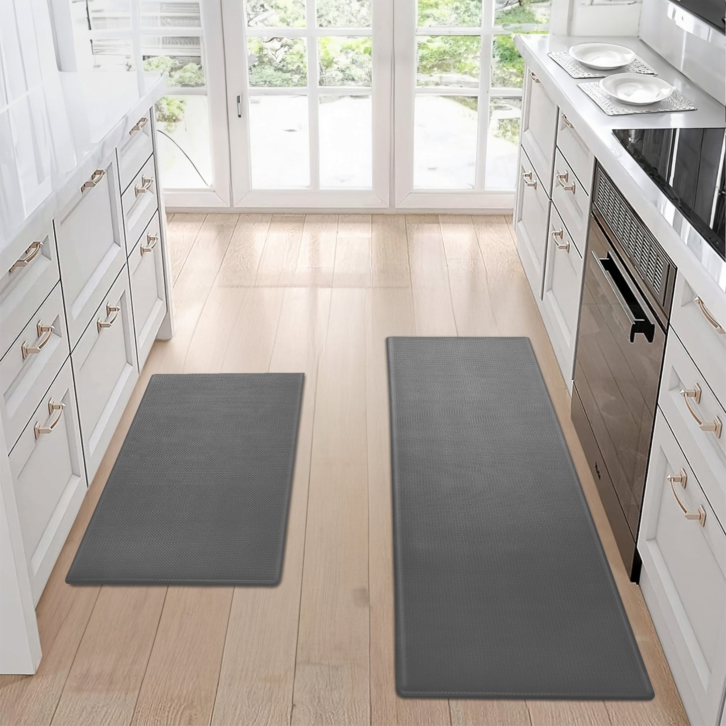 Non-Slip Waterproof Kitchen Floor Mat Set – Easy-to-Clean 2-Piece Rug