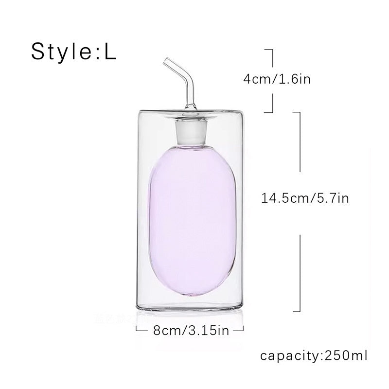 Ultra-Light Double-Layer Glass Oil Dispenser – Modern Colored Spice Jar (150ml & 250ml)