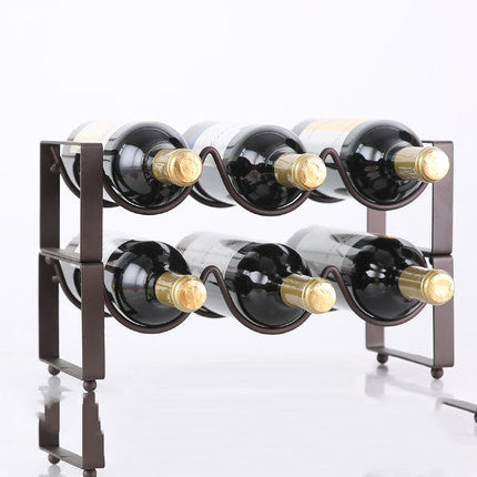 Stackable Wrought Iron Wine Rack – Elegant Wine Display Shelf for Home & Cabinet Storage