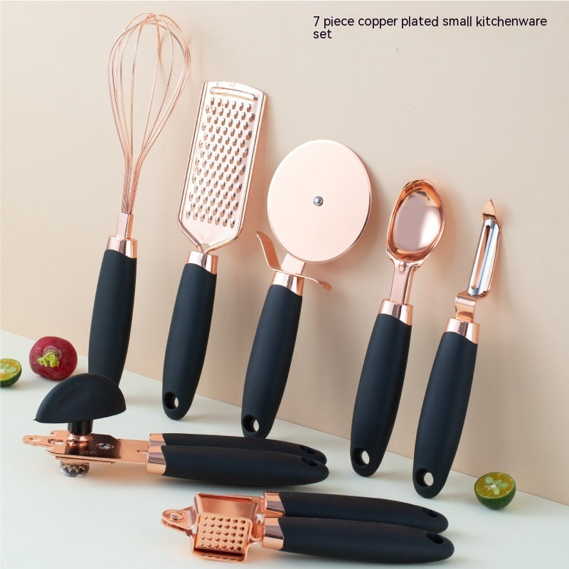 Premium Rose Gold Stainless Steel Kitchen Tool Set – 7-Piece Elegant Cooking Utensil Set