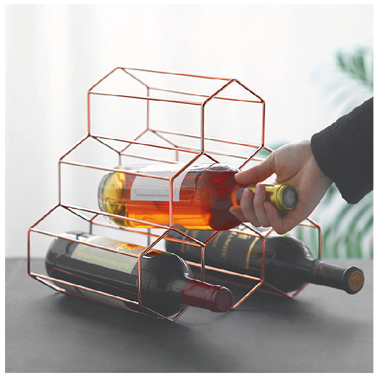 Creative Geometric Wine Rack Metal Simple Household Grape Wine Rack Restaurant Living Room Bar Wine Cabinet Wine Display