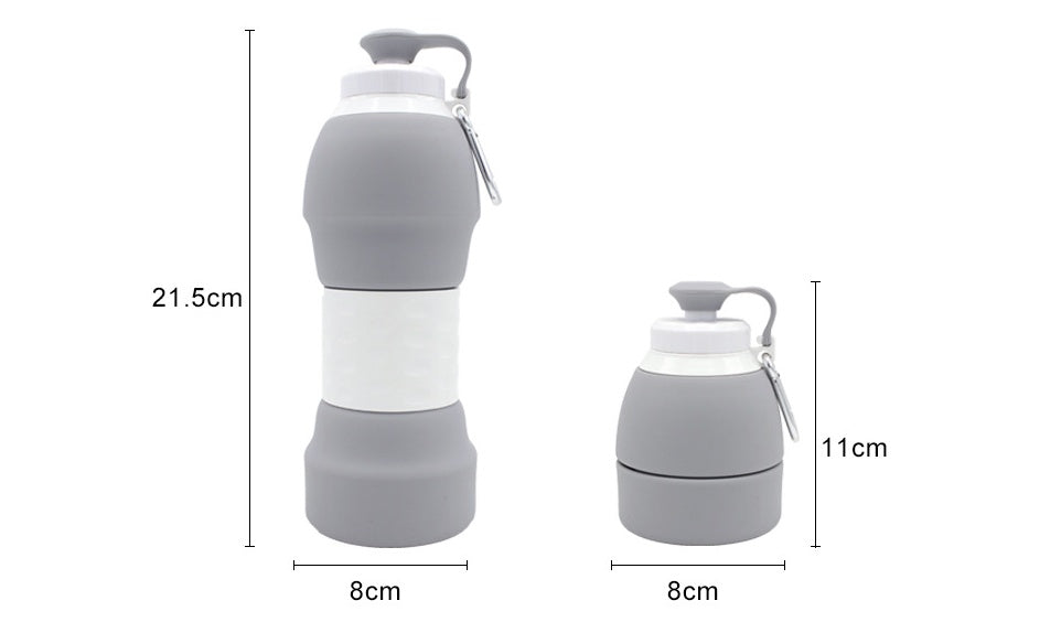 Collapsible Silicone Water Bottle – 580ML Leakproof & Portable for Travel & Sports