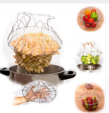 Foldable Stainless Steel Fry Basket – Multi-Purpose Cooking & Draining Basket for Frying & Washing