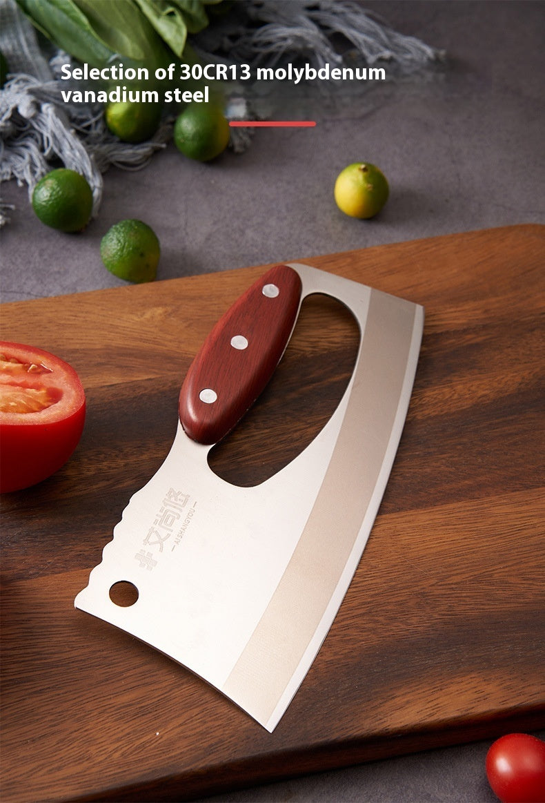 Unique Mid-Handle Kitchen Knife – Retro Wood Grain Design | Precision Cutting Tool