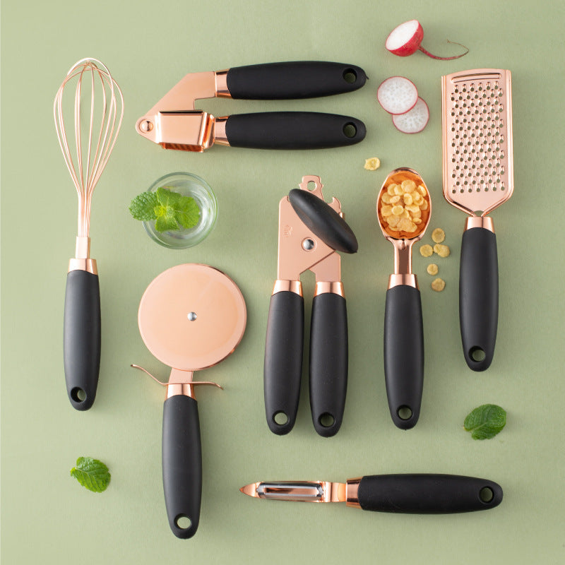 Premium Rose Gold Stainless Steel Kitchen Tool Set – 7-Piece Elegant Cooking Utensil Set