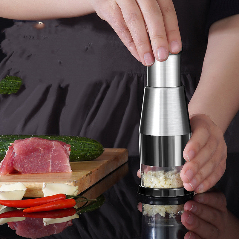 Manual Garlic Crusher & Onion Chopper – Stainless Steel Pressing Cutter for Vegetables & Herbs