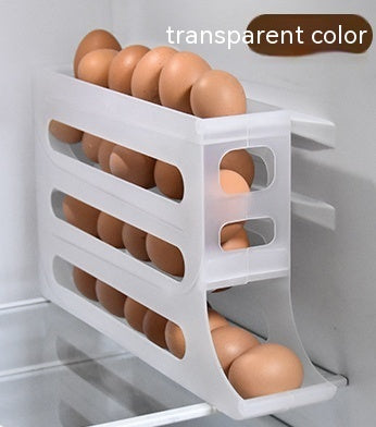 4-Layer Automatic Egg Roller Tray – Large-Capacity Sliding Egg Holder for Refrigerators