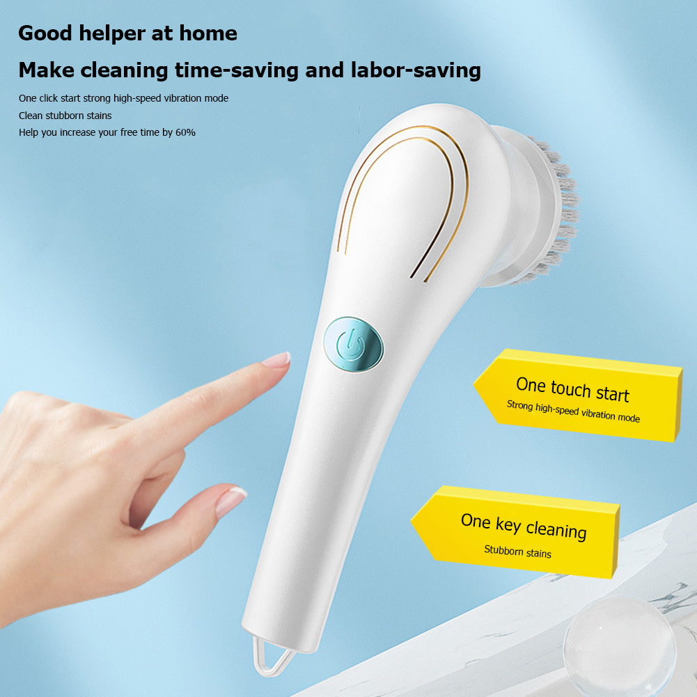 Multifunctional Electric Handheld Scrubber – Cordless Dishwashing & Cleaning Brush with 5 Replaceable Heads for Kitchen, Bathroom & Tiles